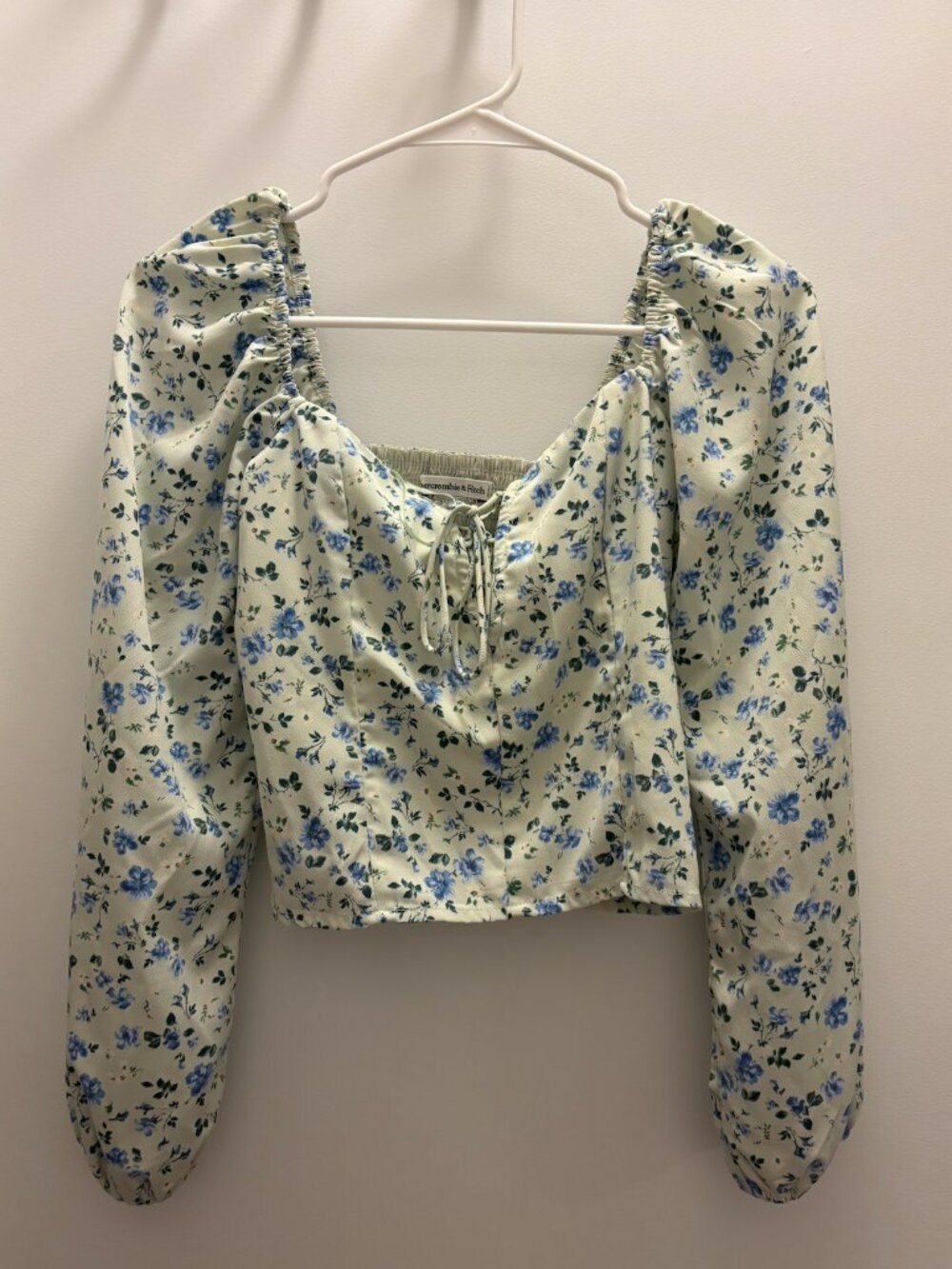 Abercrombie & Fitch Green Floral Milkmaid Crop Top XS